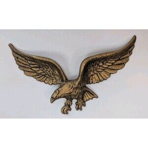 Vintage Brass Eagle Wall Plaque 9” Wings Spread Americana Patriotic Decor
